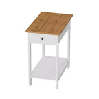 Table d'appoint étroite Hastings Home avec tiroir et étagère de rangement - Blanc/Chêne miel
