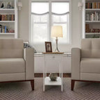 Table d'appoint étroite Hastings Home avec tiroir et étagère de rangement - Blanc/Chêne miel