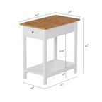 Table d'appoint étroite Hastings Home avec tiroir et étagère de rangement - Blanc/Chêne miel