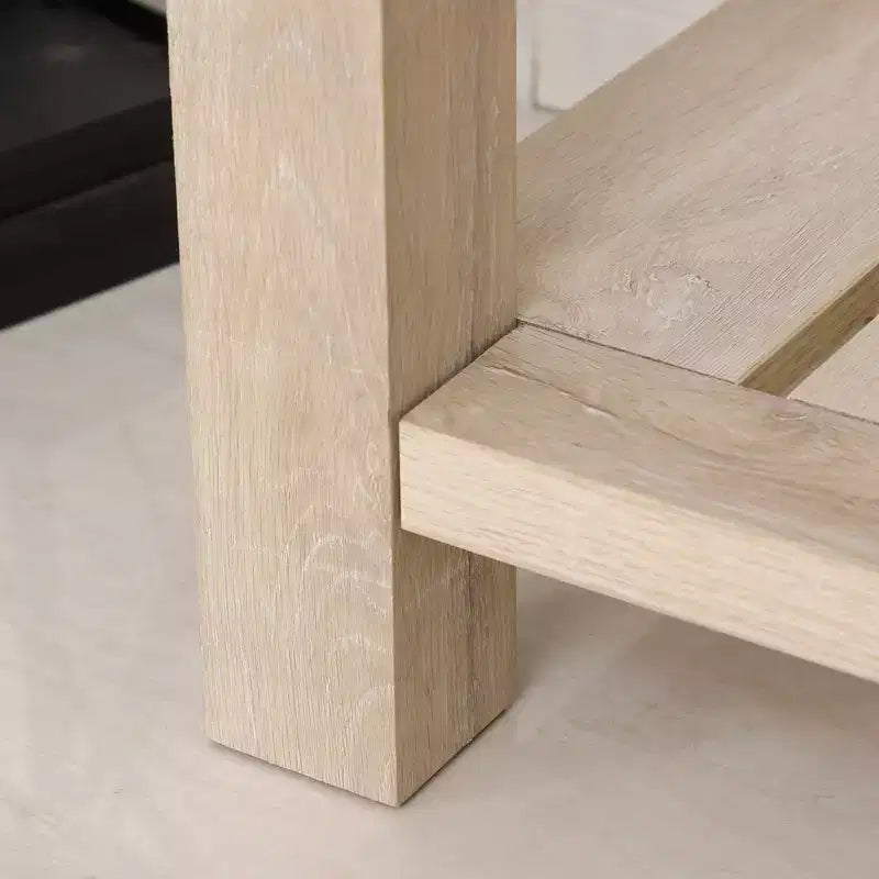 HOMCOM Table Console d'Entrée avec Tiroir de Rangement, Étagère Inférieure et Construction Robuste, Chêne Blanc