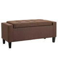 HOMCOM Linen Storage Ottoman Bench Lift Top Tufted Rectangle Ottoman for Living Room, Entryway, or Bedroom