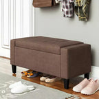 Banc de rangement ottoman en lin HOMCOM avec couvercle relevable, ottoman rectangulaire capitonné pour salon, entrée ou chambre à coucher