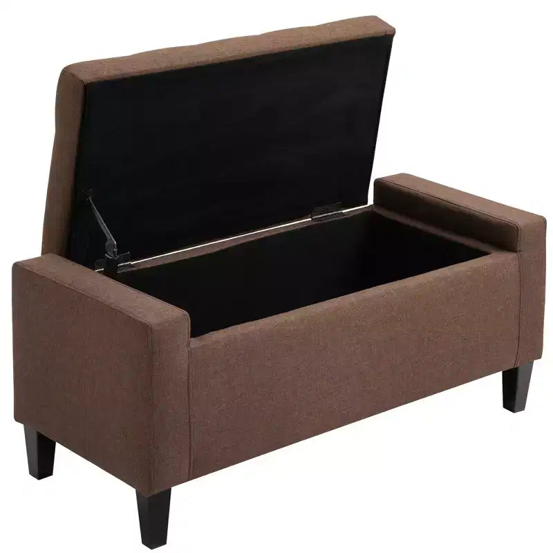 Banc de rangement ottoman en lin HOMCOM avec couvercle relevable, ottoman rectangulaire capitonné pour salon, entrée ou chambre à coucher