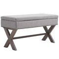 HOMCOM 35.75 Rectangle Fabric Shoe Bench Storage Ottoman with Soft Sponge Cushion, for Living Room, Entryway, or Bedroom, Gray