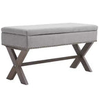 HOMCOM 35.75 Rectangle Fabric Shoe Bench Storage Ottoman with Soft Sponge Cushion, for Living Room, Entryway, or Bedroom, Gray
