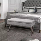 HOMCOM Banc à chaussures rectangulaire en tissu 35,75 po avec coussin en éponge douce, pour salon, entrée ou chambre, gris