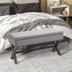 HOMCOM Banc à chaussures rectangulaire en tissu 35,75 po avec coussin en éponge douce, pour salon, entrée ou chambre, gris