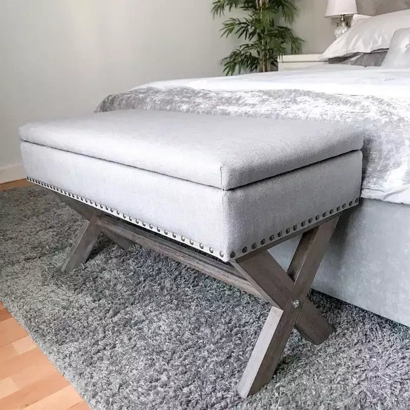 HOMCOM Banc à chaussures rectangulaire en tissu 35,75 po avec coussin en éponge douce, pour salon, entrée ou chambre, gris