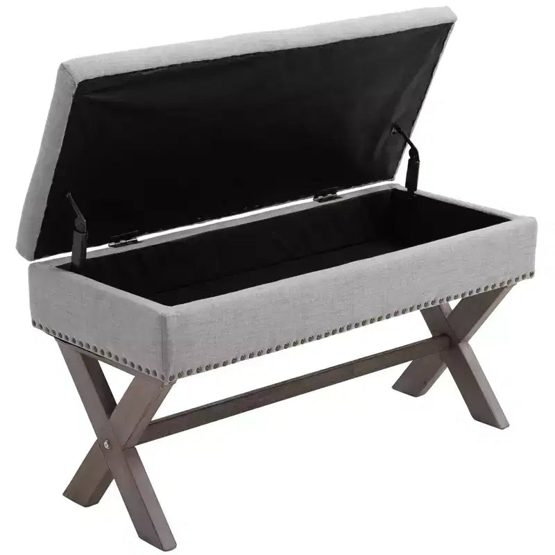HOMCOM Banc à chaussures rectangulaire en tissu 35,75 po avec coussin en éponge douce, pour salon, entrée ou chambre, gris