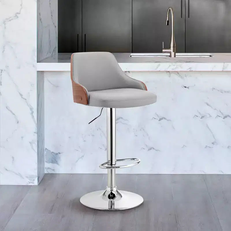 Tabouret de bar réglable Asher, hauteur comptoir, avec finition chromée et similicuir - Armen Living