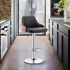 Tabouret de bar réglable Asher, hauteur comptoir, avec finition chromée et similicuir - Armen Living