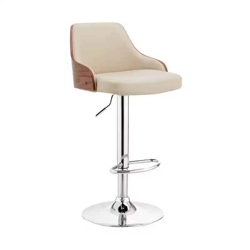 Tabouret de bar réglable Asher, hauteur comptoir, avec finition chromée et similicuir - Armen Living