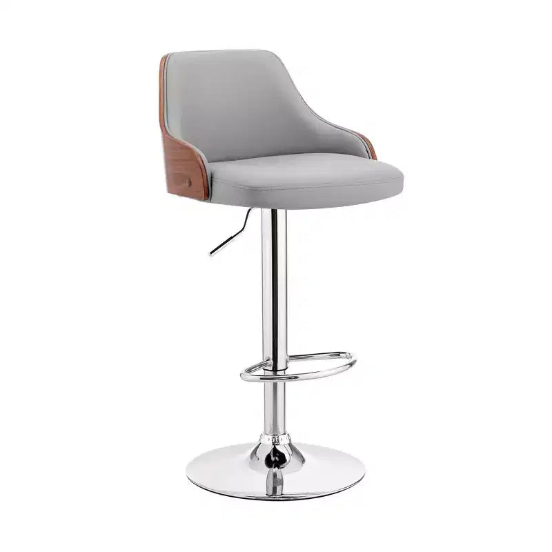 Tabouret de bar réglable Asher, hauteur comptoir, avec finition chromée et similicuir - Armen Living