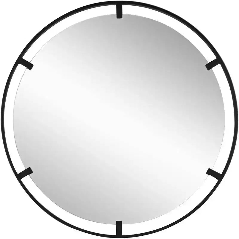 Uttermost Starbird Round Vanity Decorative Wall Mirror Modern Black Metal Openwork Framed 30 Wide for Bathroom Bedroom Living Room Home Office House
