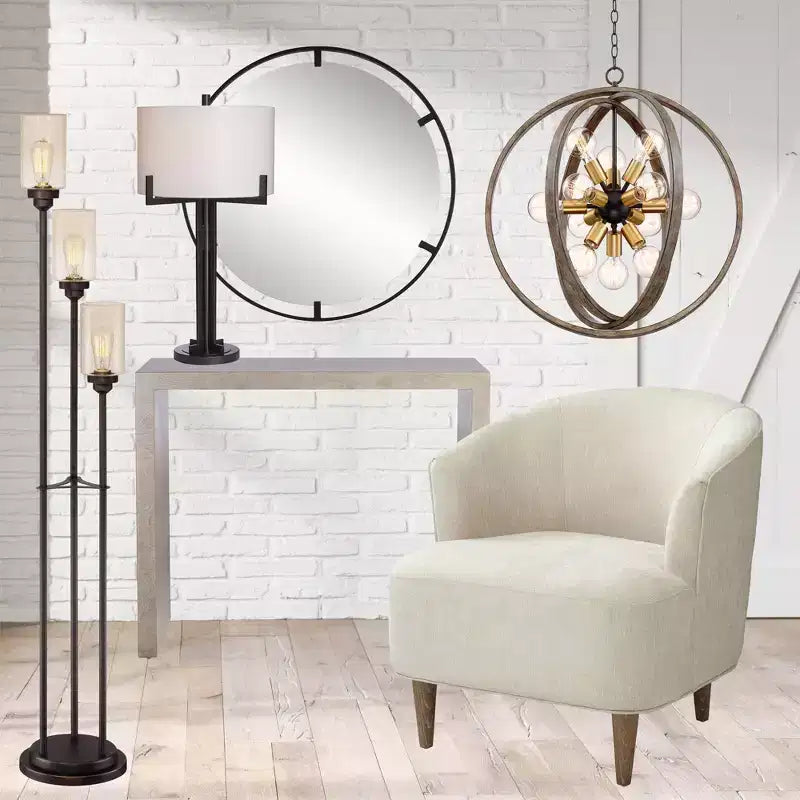 Miroir Mural Décoratif Rond Starbird Uttermost, Moderne en Métal Noir Ajouré, 76 cm de Large pour Salle de Bain, Chambre, Salon, Bureau à Domicile