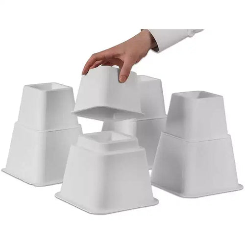 Pieds de lit réglables – Rehausseurs de meubles robustes lot de 4, hauteurs de 8, 5 ou 3 pouces pour rehausseurs de table, rehausseurs de cadre de lit en blanc Homeitusa