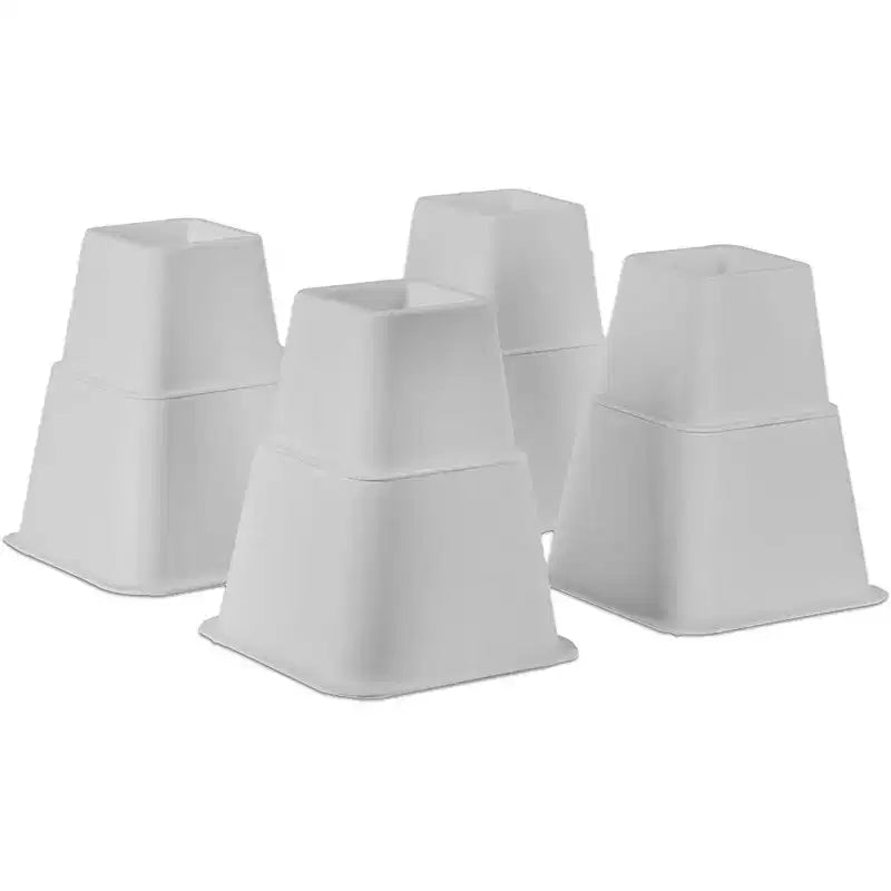 Pieds de lit réglables – Rehausseurs de meubles robustes lot de 4, hauteurs de 8, 5 ou 3 pouces pour rehausseurs de table, rehausseurs de cadre de lit en blanc Homeitusa