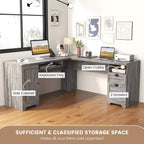 Bureau d'angle en forme de L Costway, table d'écriture, poste de travail avec tiroirs de rangement