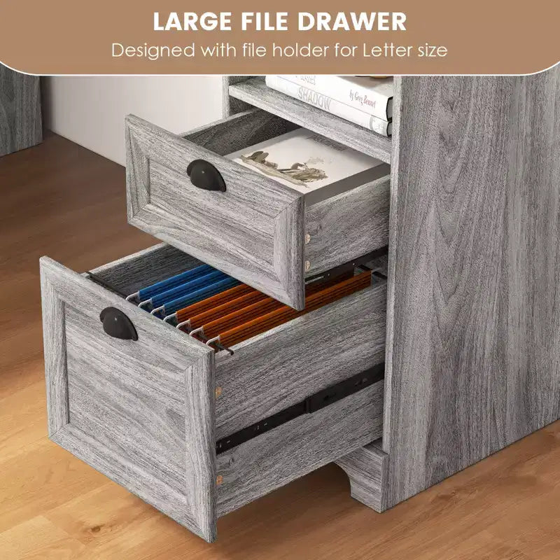 Bureau d'angle en forme de L Costway, table d'écriture, poste de travail avec tiroirs de rangement