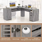 Bureau d'angle en forme de L Costway, table d'écriture, poste de travail avec tiroirs de rangement
