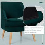 Fauteuil d'appoint Costway en velours, fauteuil simple avec pieds en bois d'hévéa, rose/vert/gris