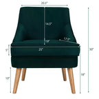 Fauteuil d'appoint Costway en velours, fauteuil simple avec pieds en bois d'hévéa, rose/vert/gris