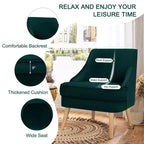 Fauteuil d'appoint Costway en velours, fauteuil simple avec pieds en bois d'hévéa, rose/vert/gris