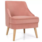 Fauteuil d'appoint Costway en velours, fauteuil simple avec pieds en bois d'hévéa, rose/vert/gris