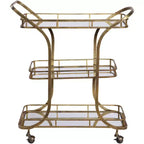 Uttermost Stassi 33 Wide Antiqued Gold Serving Bar Cart
