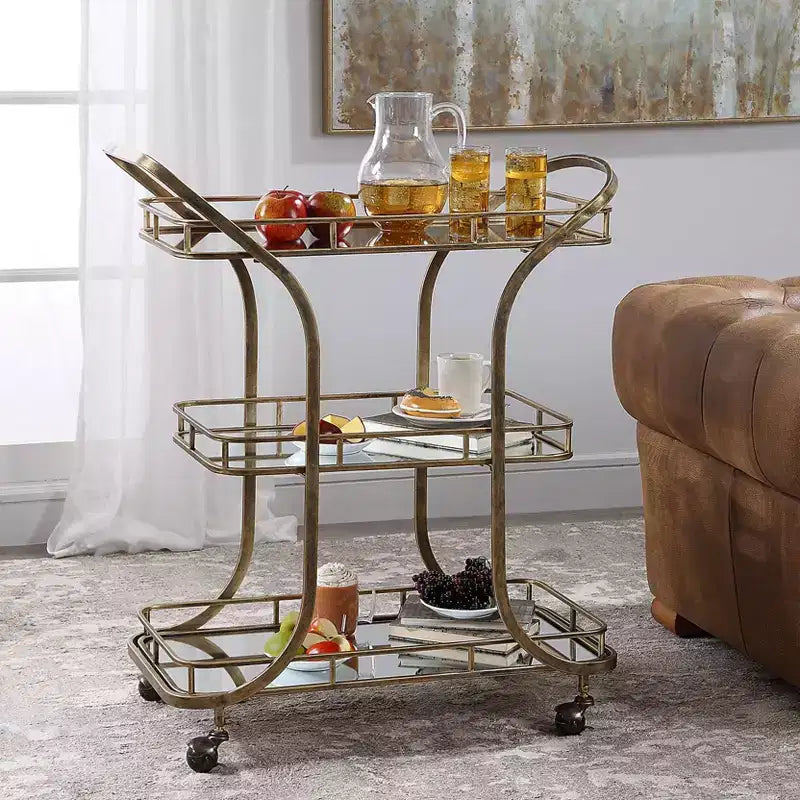 Chariot de service Stassi Uttermost 33, en or vieilli