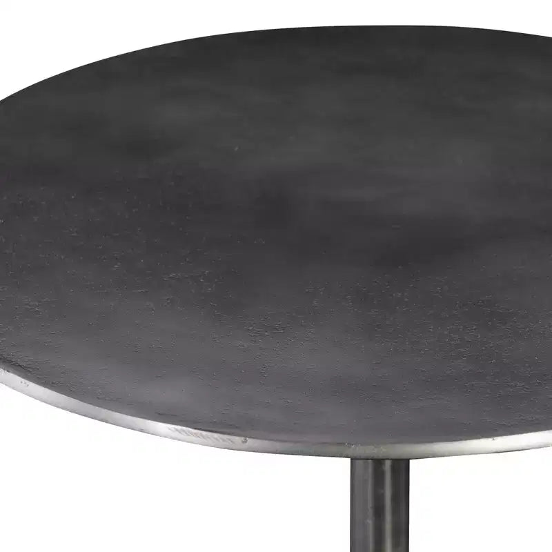Table d'appoint ronde Uttermost Modern en aluminium moulé nickelé, 35,5 cm de large, pieds trépieds argentés pour salon, chambre, chevet, entrée de maison