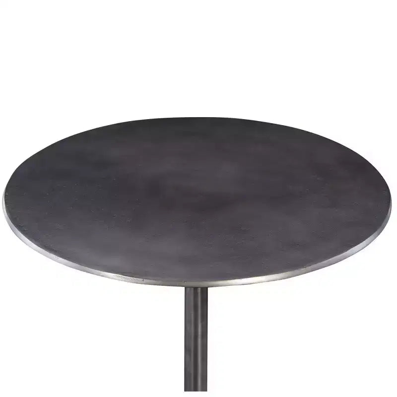 Table d'appoint ronde Uttermost Modern en aluminium moulé nickelé, 35,5 cm de large, pieds trépieds argentés pour salon, chambre, chevet, entrée de maison