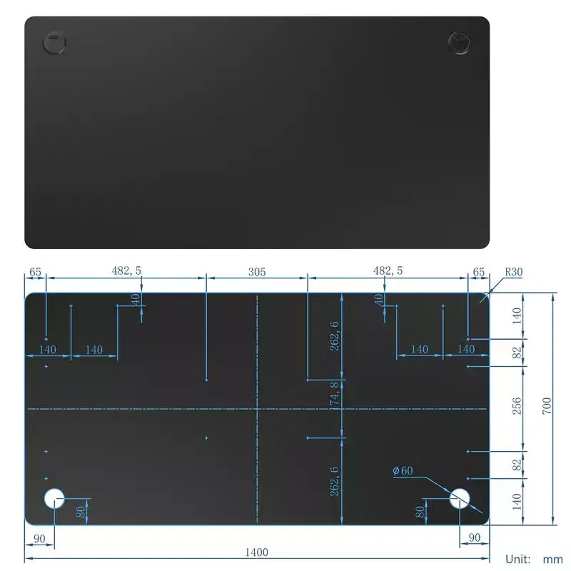 Plateau de table universel Costway pour cadre de bureau standard et assis-debout, noir