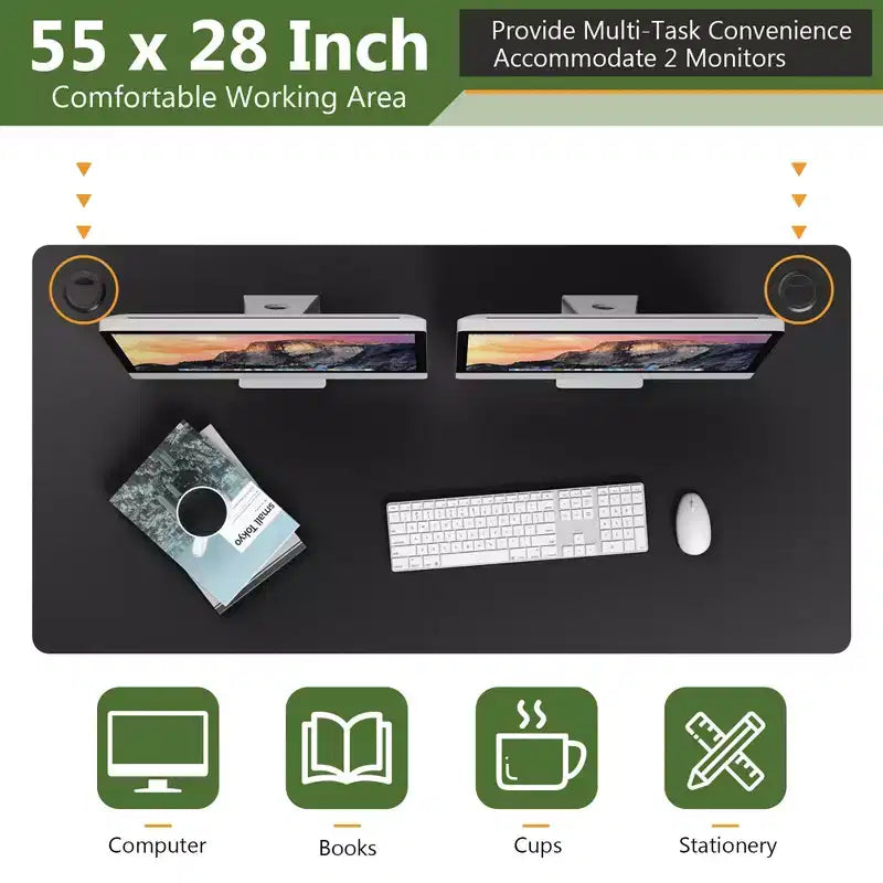 Plateau de table universel Costway pour cadre de bureau standard et assis-debout, noir