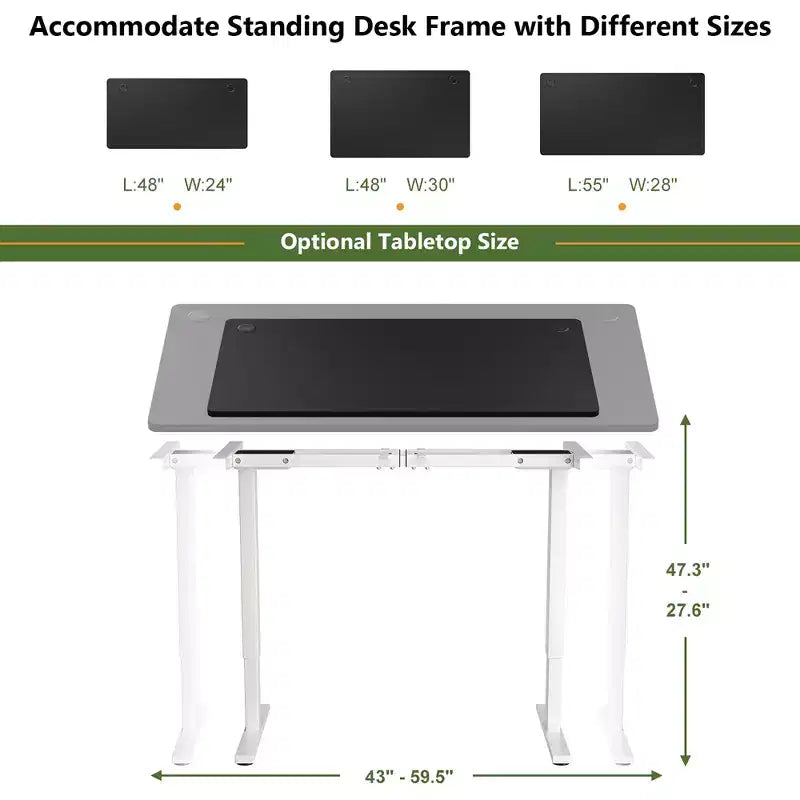Plateau de table universel Costway pour cadre de bureau standard et assis-debout, noir