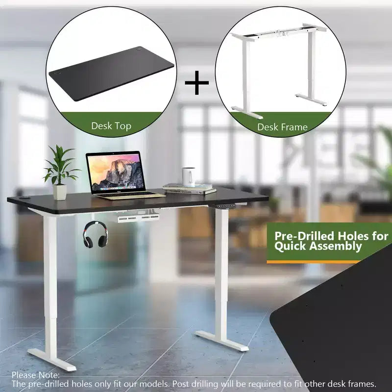 Plateau de table universel Costway pour cadre de bureau standard et assis-debout, noir
