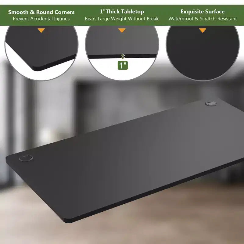 Plateau de table universel Costway pour cadre de bureau standard et assis-debout, noir