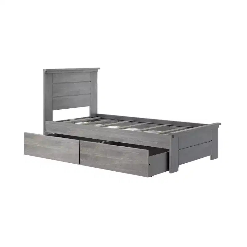 Lit double Max & Lily avec tiroirs de rangement, lit plateforme en bois massif pour enfants