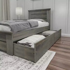 Lit double Max & Lily avec tiroirs de rangement, lit plateforme en bois massif pour enfants