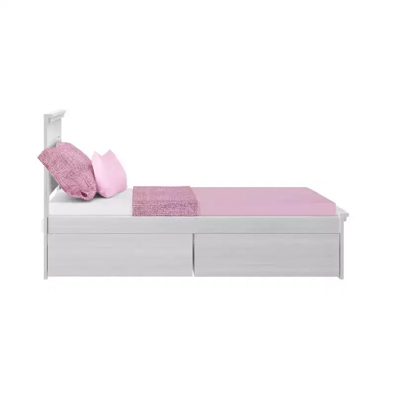 Lit double Max & Lily avec tiroirs de rangement, lit plateforme en bois massif pour enfants