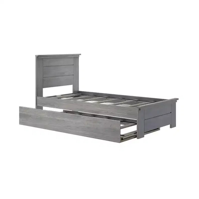 Cadre de lit double Max & Lily avec tête de lit à lattes et lit gigogne, lit plateforme en bois massif