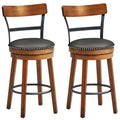 Costway Set of 2/4 BarStool 25.5'' Swivel Counter Height Dining Chair with Rubber Wood Legs