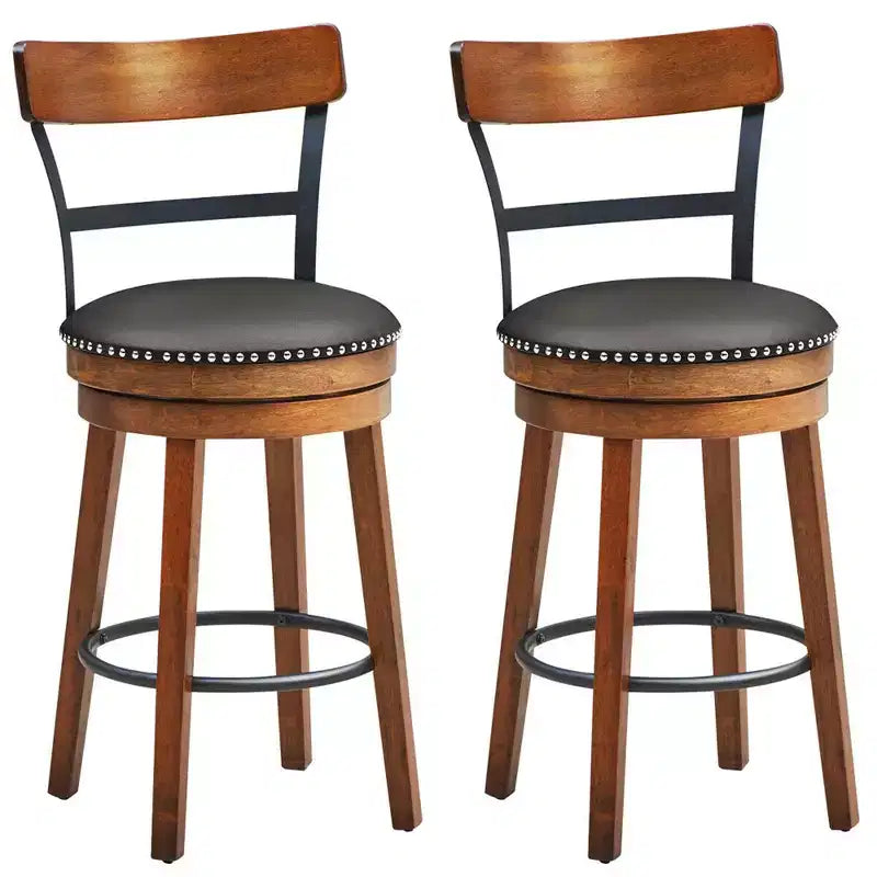 Costway Set of 2/4 BarStool 25.5'' Swivel Counter Height Dining Chair with Rubber Wood Legs