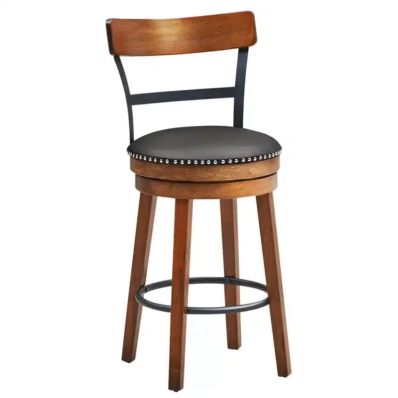 Costway Lot de 2/4 tabourets de bar pivotants de 64,8 cm avec pieds en bois d'hévéa
