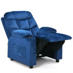 Fauteuil inclinable pour enfants Costway en velours avec porte-gobelet et poche latérale bleu/rose