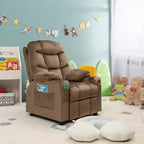 Fauteuil inclinable pour enfants Costway en velours avec porte-gobelet et poche latérale bleu/rose
