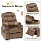 Fauteuil inclinable pour enfants Costway en velours avec porte-gobelet et poche latérale bleu/rose