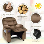 Fauteuil inclinable pour enfants Costway en velours avec porte-gobelet et poche latérale bleu/rose