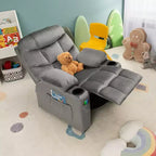 Fauteuil inclinable pour enfants Costway en velours avec porte-gobelet et poche latérale bleu/rose