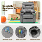 Fauteuil inclinable pour enfants Costway en velours avec porte-gobelet et poche latérale bleu/rose